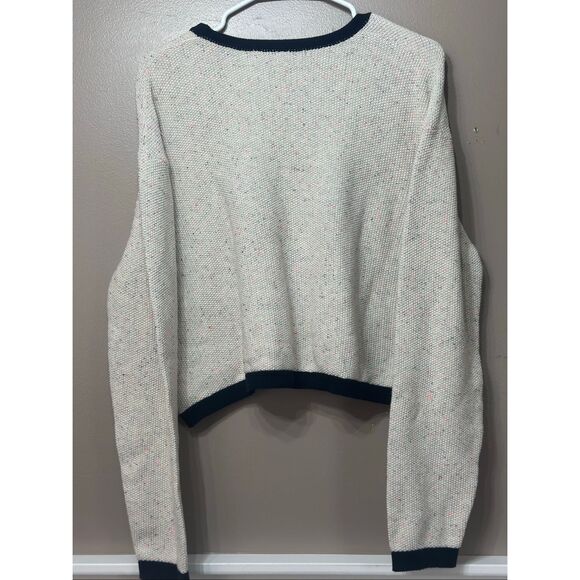 NWT French Connection Mozart Knit Cropped Cream Sweater Women's Large - Picture 11 of 11